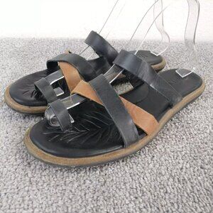 Born Cetina Sandals Womens Size 9 Shoes Black Brown Slip On leather Toe Thong